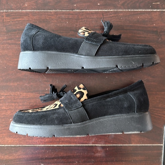 NWOT GEOX Black Suede Leopard Loafer. - Picture 5 of 7